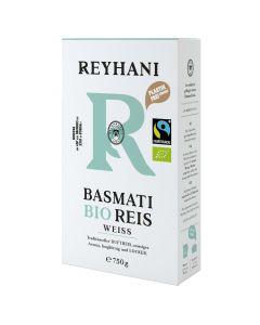Bio Fairtrade Basamti Reis weiß 750g - Passt gut zu saftigen Gerichten - Traditioneller Duftreis - nussiges Aroma - langkörnig und locker von Reyhani