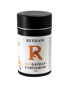 Bio Safran-Kardamom Tee 70g - Teemischung aus aromatischen Earl Grey Tee - feinsten Safranfäden und Kardamom von Reyhani