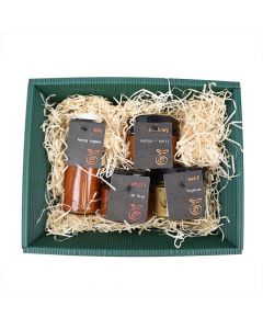Pikante Verführung Geschenkbox mit BBQ Saucen - Chutney und Senf von Edlesobst