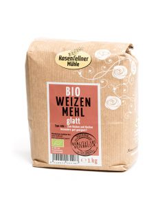 Bio Weizenmehl T480 glatt 1000g - feingemahlene Struktur - universell einsetzbar - gute Backeigenschaften von Rosenfellner Mühle